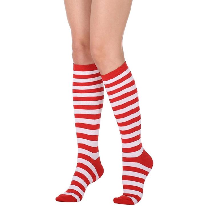 Gestreifte Kniestrumpfe Gestreifte Schlauchstrumpfe Strumpfe Lange Stiefelsocken für den täglichen Gebrauch, Halloween Cosplay Party Kostüm