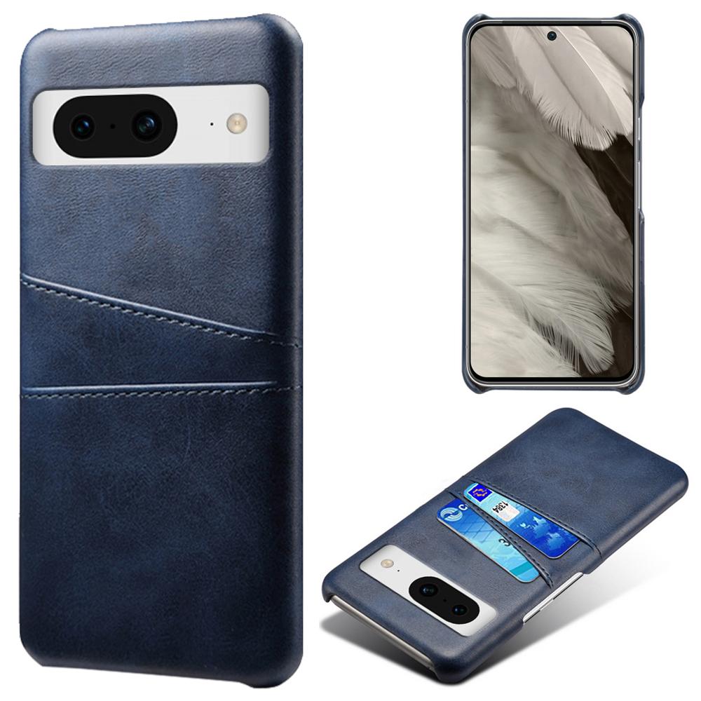 For Google Pixel 8 Case Leather Coated PC Ultra-Thin Shell with 2 Card Holders