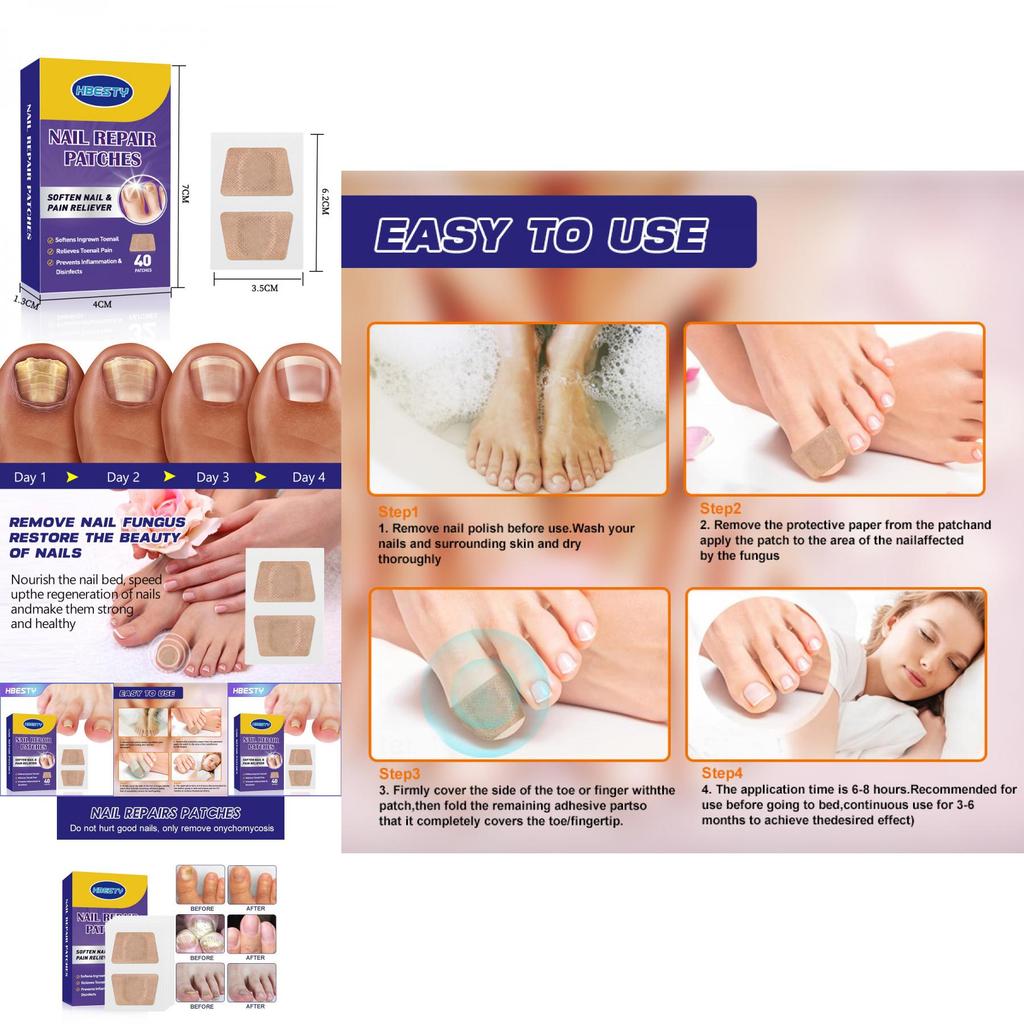 Hbesty Toenail Repair Patches For Damaged Soft Nails With Herbal Scented Comfort 40 Count