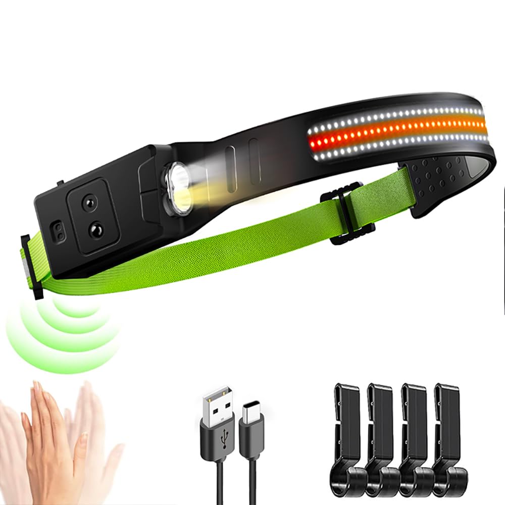 

Светодиодный налобный фонарь Сверхширокий угол обзора Белый Красный Желтый 3 режима освещения Бег USB 6 режимов освещения Светоотражающая лента COB Рабочий Ультра Шлем Большая емкость чёрный