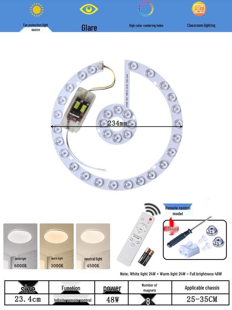 Ceiling LED Light Replacement Panel with Tricolor Changing Beads for Living Rooms