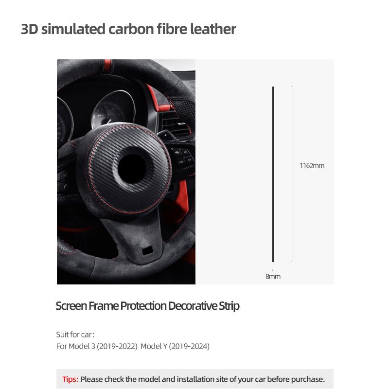 

For Tesla 2019- Model Y Juniper 2025 Model 3 Highland Made of Alcantara Car Interior Screen Anti-collision Trim Strip Sticker