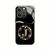 Golden letter J pattern Phone Case For iPhone 17 16 16e 15 14 13 12 Mini 11 Air Pro XS Max XR X Plus Glass Silicone Frame Cover
