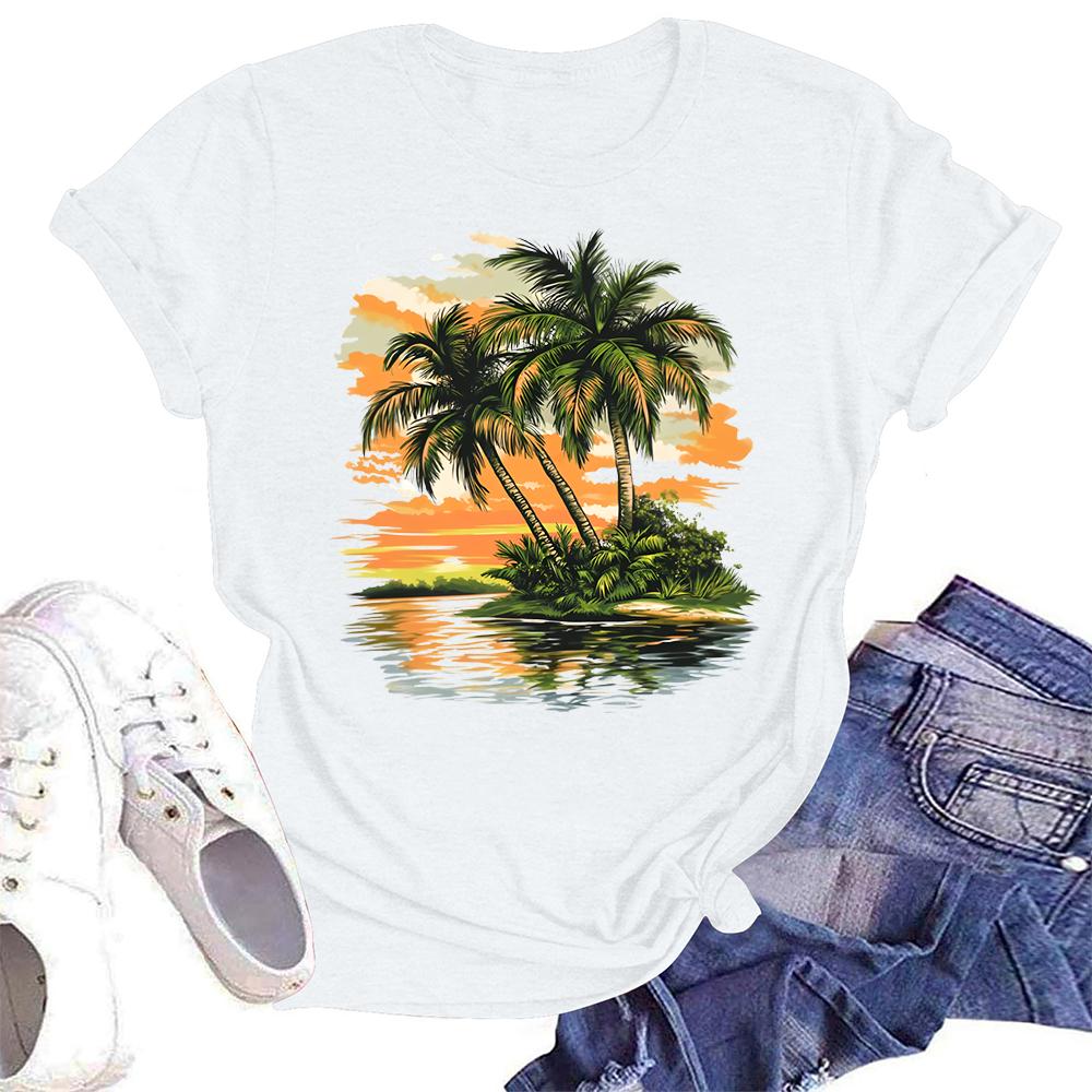 

Женская повседневная свободная футболка с принтом, круглый вырез, пуловер, короткий рукав, топ XL белый