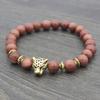 Gold Sandstone Leopard Head Alloy Bracelet