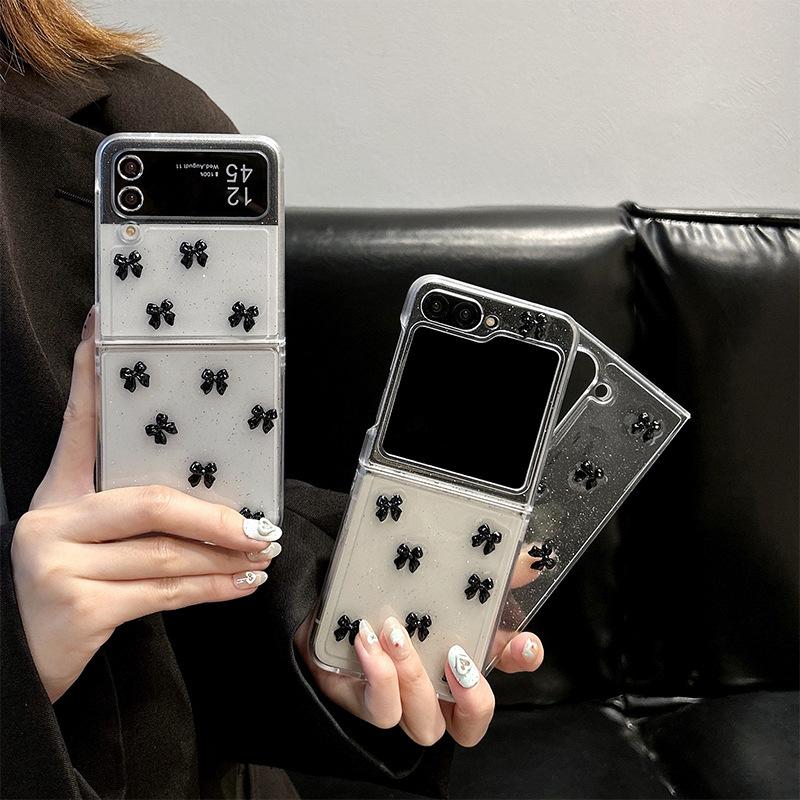 Koreanischer Ins-Stil Transparente Schleife Handyhülle für Samsung Zflip6 Klappbares Faltbildschirm Fold5