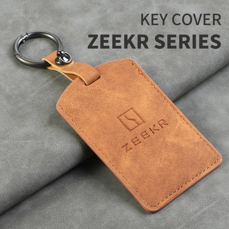 Suede Car NFC Card Key Case Cover Key Bag Shell Holder Protection Keychain For ZEEKR 001 Smart Remote Keyless Stying Accessories