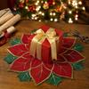 Christmas Table Placemats for Dining Floral Leaf Placemat Table, Decorative Polyester Fabric Round Mats Home with Festive Leaves Design Party