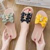 Fashion Round Toe Shoes for Women Jewels Bathroom with Bow Sandals Flat High Quality 2025 Luxury Summer Sale Wholesale On Woman Slippers