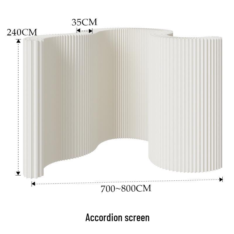 18-Panel Curved Folding Screen Divider – Japanese Style Retractable Wall for Live Broadcasts