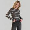 Autumn New Striped Knit Sweater for Women, Crew Neck Long-sleeve Sweater, Loose Versatile Top, European and American Style Fashion Set