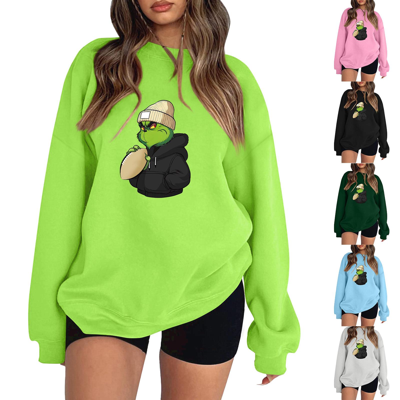 

Женская толстовка Colorblock с длинным рукавом и круглым вырезом, повседневная, удобная, свободная, легкая, женская толстовка XXXL зелёный