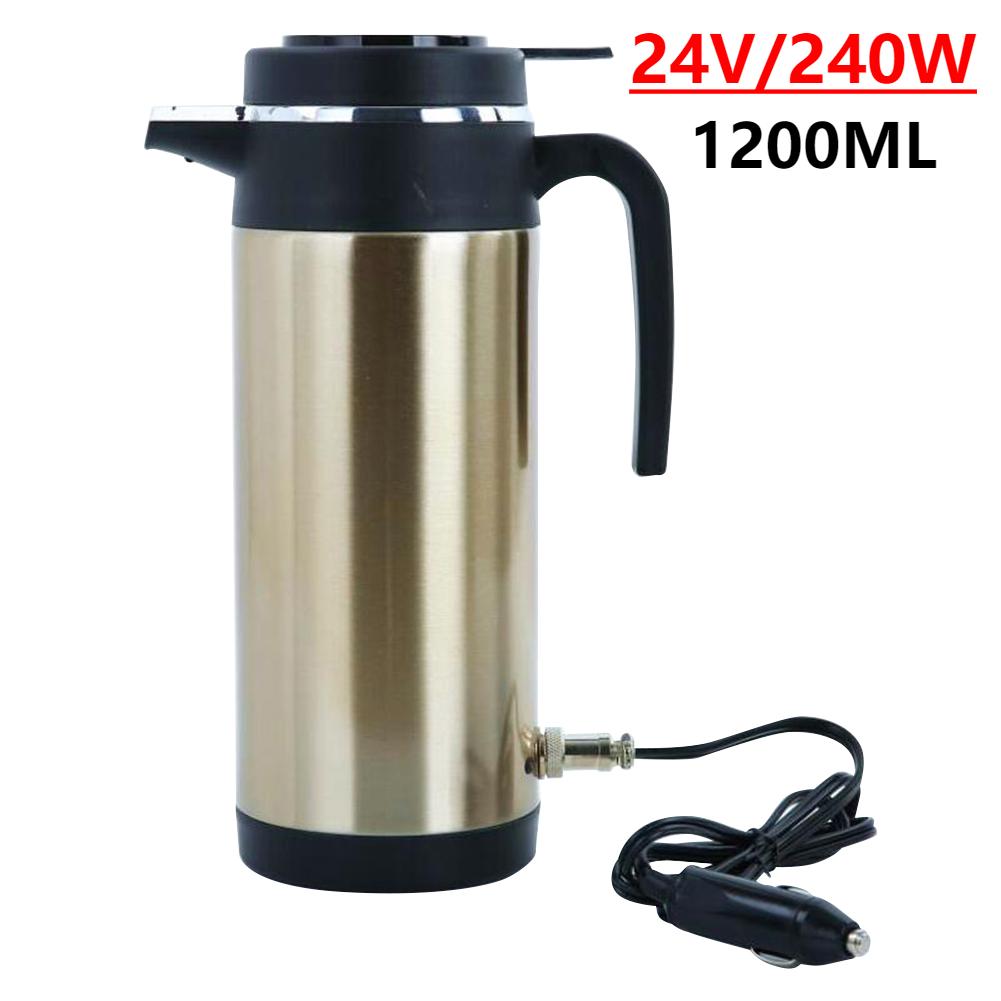 1200ML/750ML Large Capacity Car Hot Kettle Car Truck Water Heater Auto Shut Off 12/24 V Fast Boiling for Coffee Tea Drinks Pots
