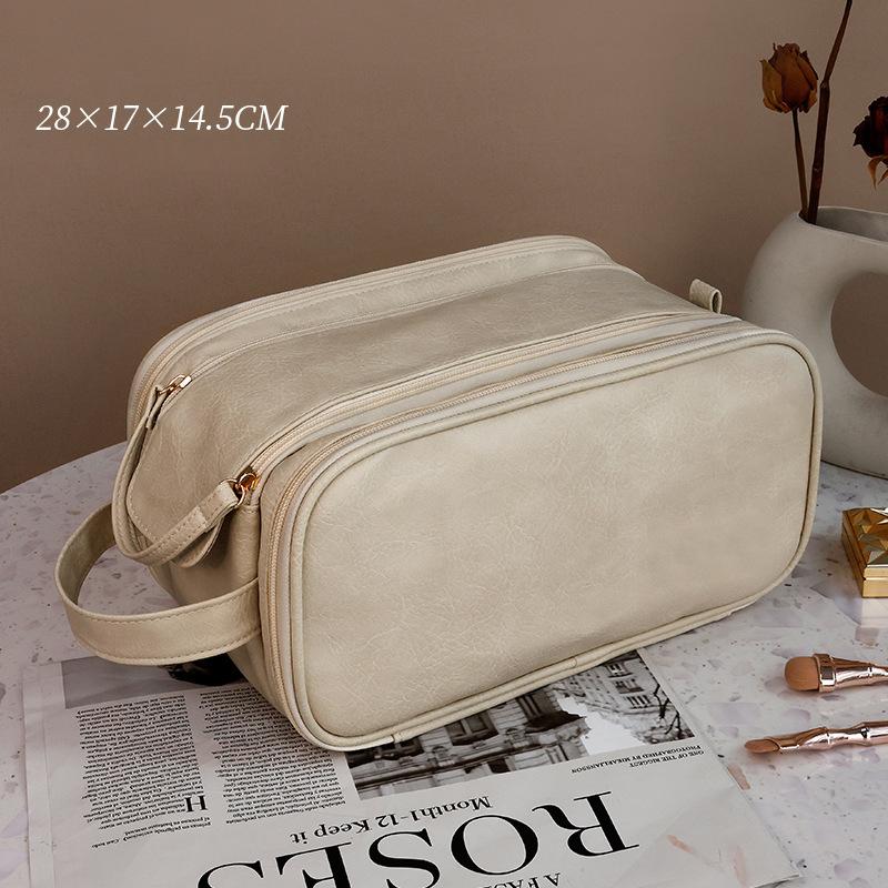 Double Zipper Waterproof Makeup Bag Large Capacity Toiletry Organizer Travel Cosmetic Pouch Portable for Women Men