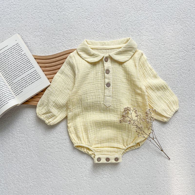 Ins-Style Baby Clothes, Wrinkled Fabric Triangle Romper, 0-2 Years Old Newborn, Spring and Autumn Doll Collar Open-Front One-Piece Crawling Suit