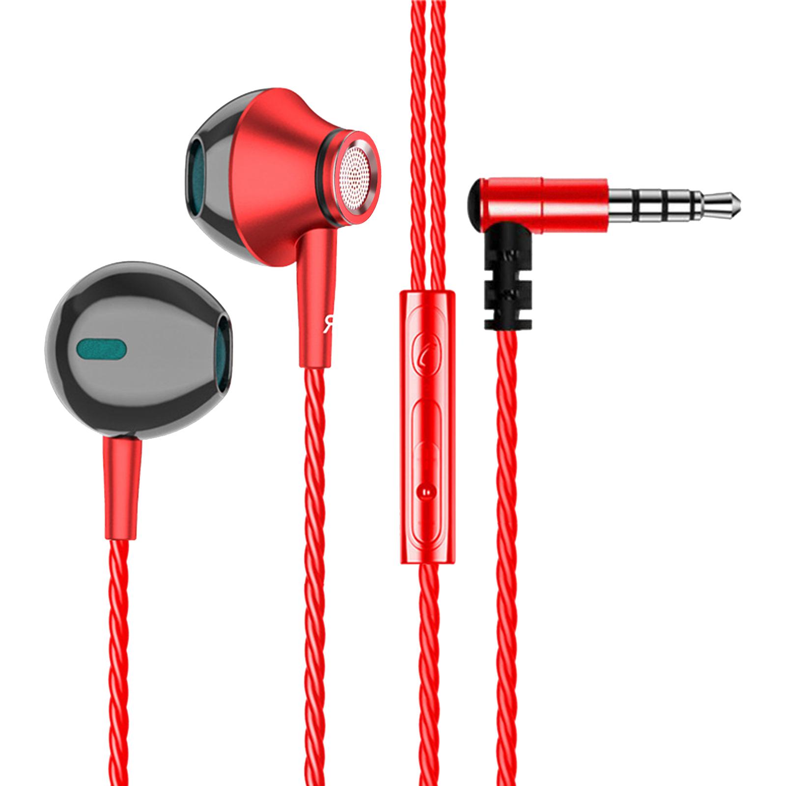 

КРАСНЫЕ 3,5 мм AUX/Type-C Цифровой чип 6D HIFI Гарнитура с тяжелыми басами с микрофоном Музыка Спорт Игры Внутриканальные проводные наушники 1m