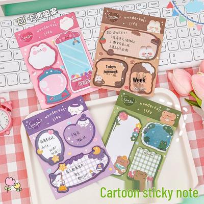 Cartoon Combo Haftnotizen & Niedliche Journal-Memo-Marker für Studenten & Büro