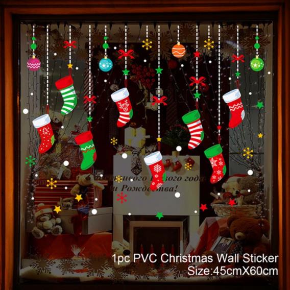 Christmas Wall Window Stickers Marry Christmas Decoration For Home 2025 Christmas Ornaments Xmas Navidad Gift New Year 2025