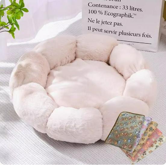 All-Season Plush Flower Pet Bed for Cats, Dogs & Rabbits