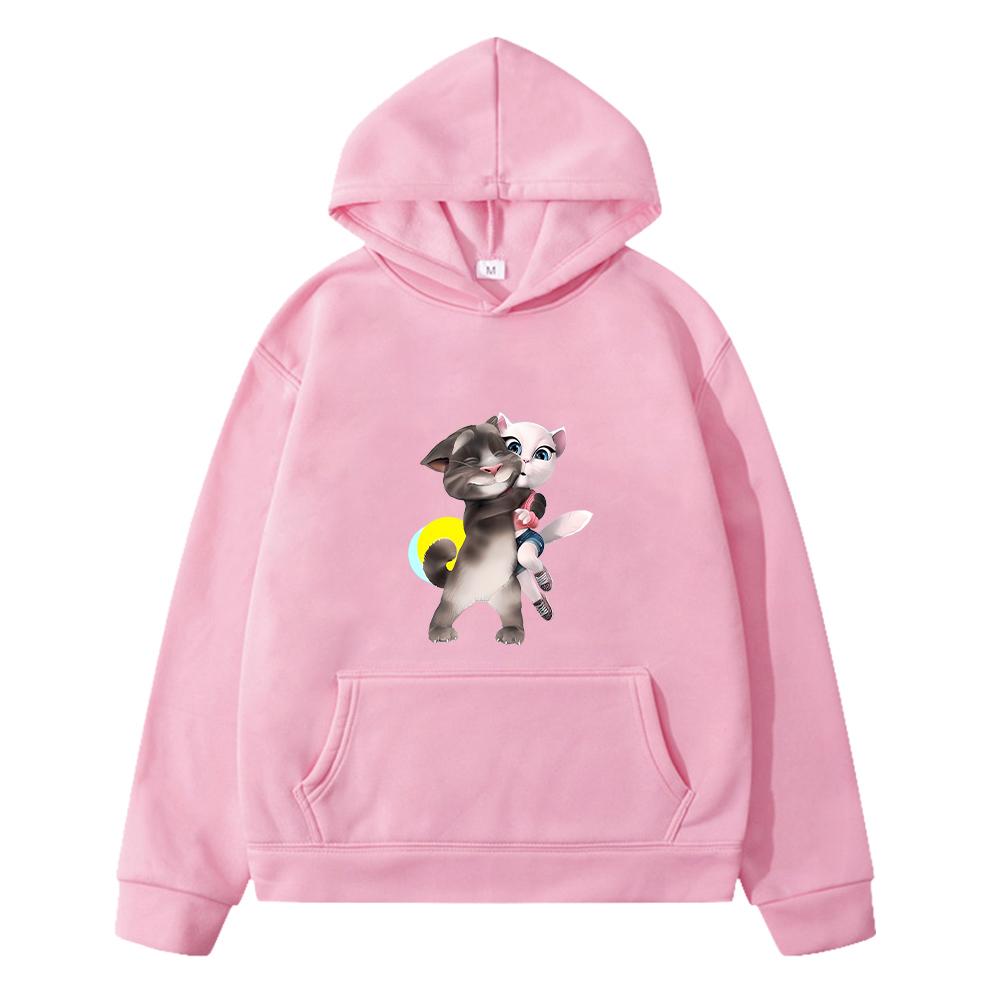 Anime Hoodie Talking Tom Cat Print Fleece Sweatshirt Boy Jacket Y2k Sudadera Kawaii Hoodies Christma Pullover Kids Clothes Girls