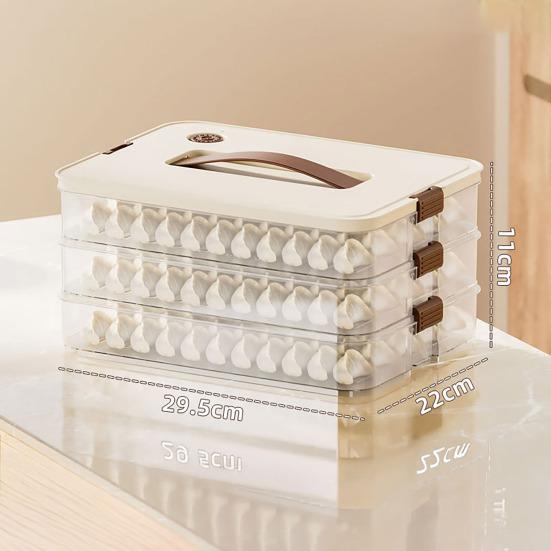Dumpling Storage Box Transparent Stackable with Handle Design Safe Odorless Freezer Storage Organizer for Kitchen