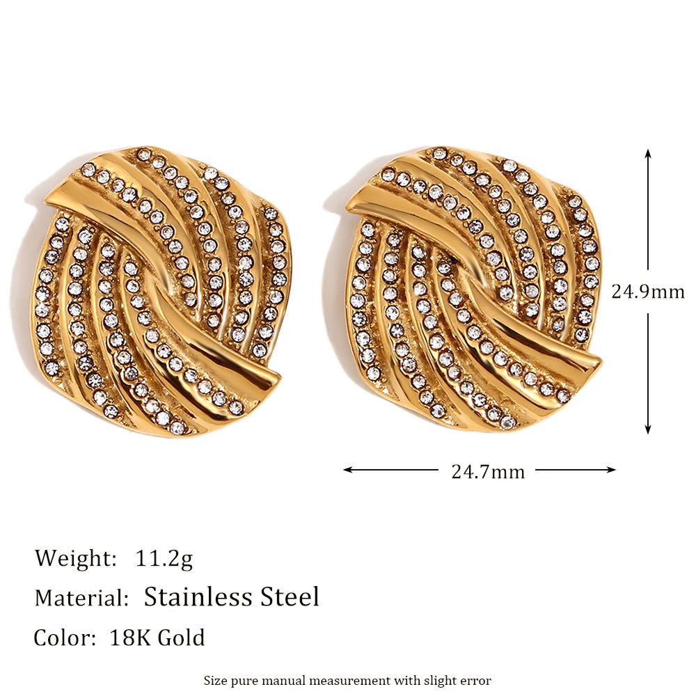 MamacitaSlay Unique Design 18K Gold Plated Stainless Steel Asymmetric Earrings Banquet Waterproof Jewelry Women's Charm Gift