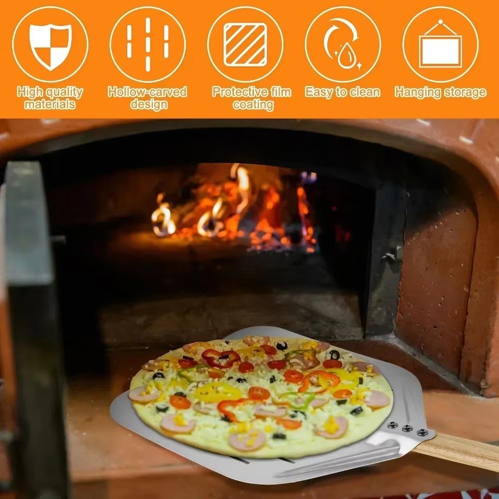 Wooden Handle Pizza Peel Heavy Duty Metal Non Stick Scoop for Baking Homemade Bread Kitchen Transfer Tool Kitchen Accessories