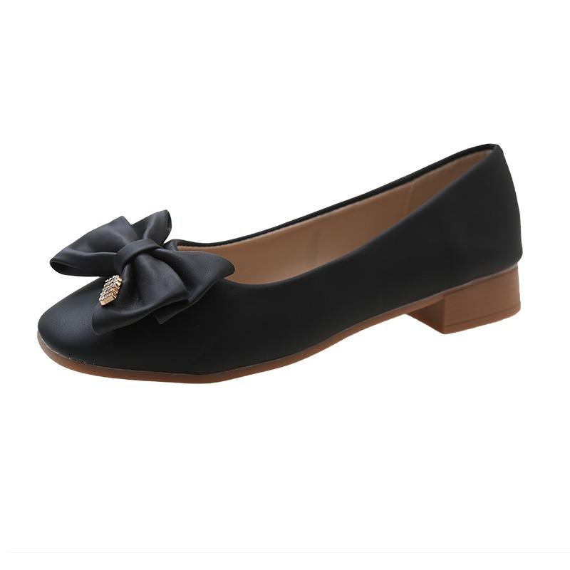 Frühling neue Mary Jane Schuhe eckiger Kopf Temperament Einzelschuhe Damen Schleifen täglich Pendeln Arbeit Damenschuhe