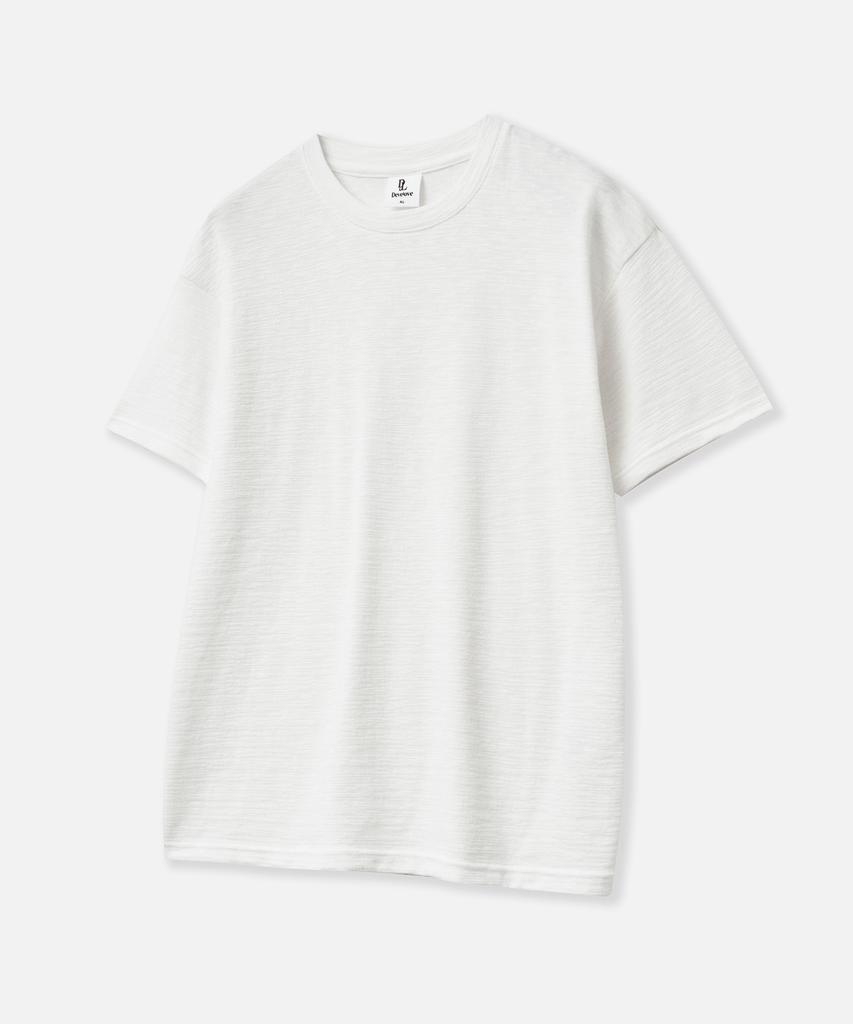 Dibellobeu Slub Round Short Sleeve T-Shirt_Ivory