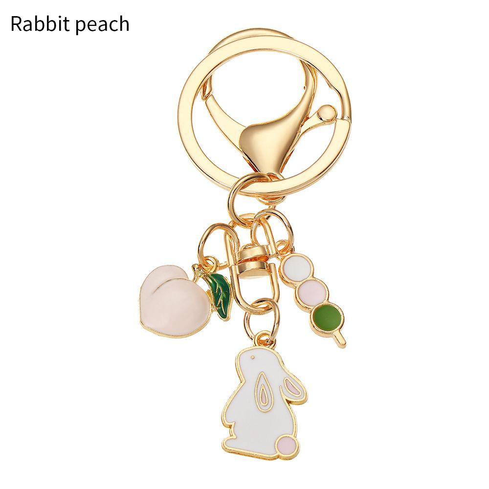 Charm Keychains Bag Pendant Rabbit Key Chains Cartoon Cherry Blossom