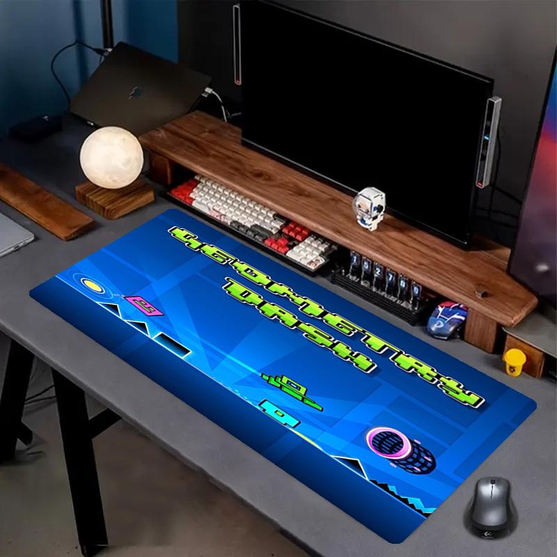 Geometry Dash Print Mouse Pad, Anti‑Slip Desktop Keyboard Mat, for PC Laptop Gaming Working Daily Use, Cool Festival Surprise Gift