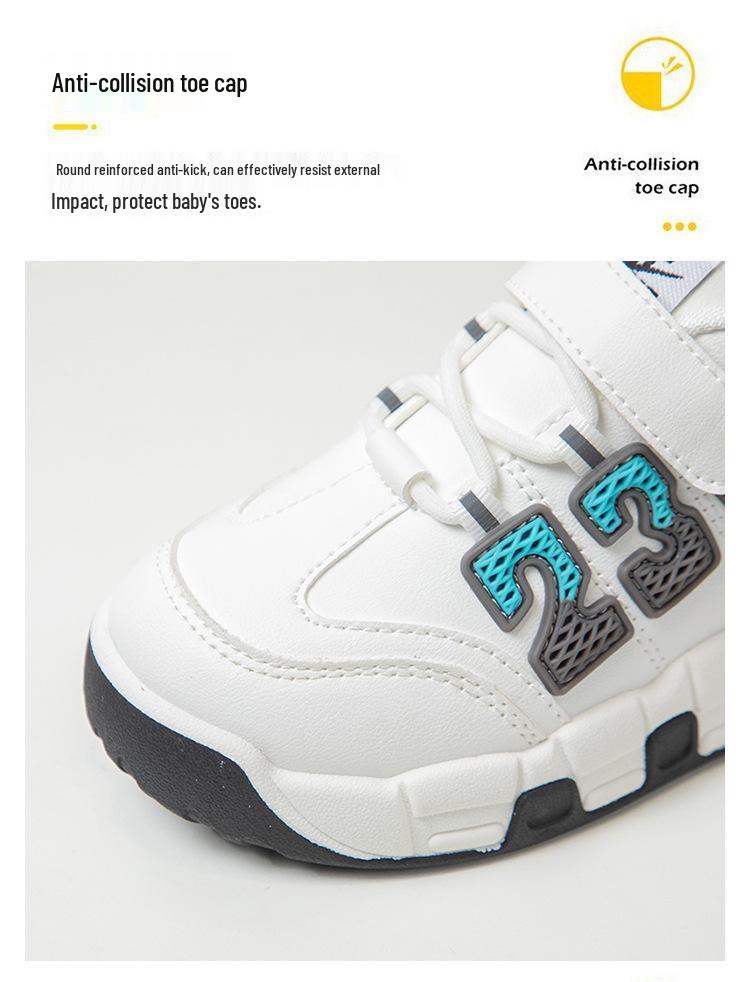 Chaussures de sport en cuir pour enfants - Automne/Hiver Baskets souples pour garçons - Course à pied et décontractées