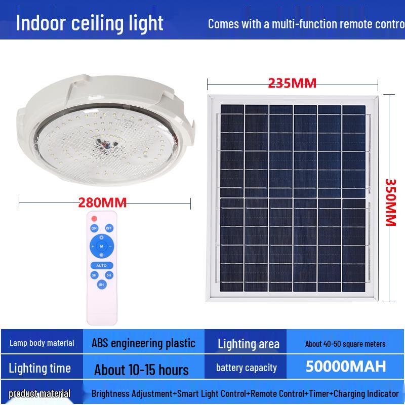 LED Solar Ceiling Light for Bedrooms, Living Rooms, Indoor and Courtyard Spaces - One-to-Two/Three/Four/Five/Seven Light Options