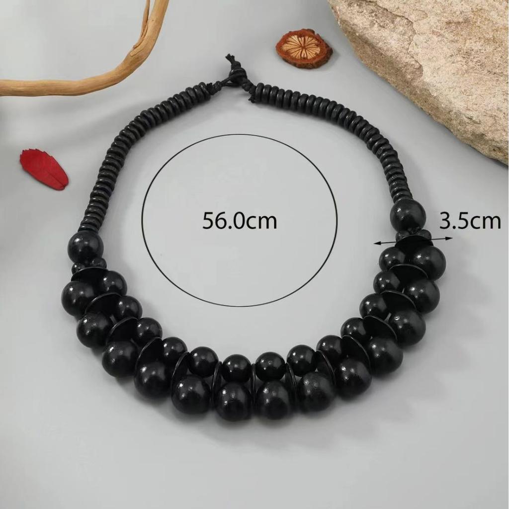 JMXD-Exotic, Bohemian Vintage Sweater Chain Long Necklace, Wood Bead String