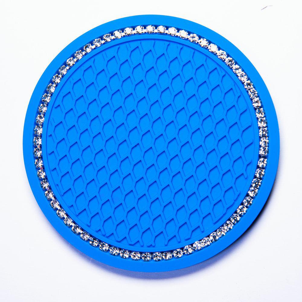 Black & White Grid Diamond Car Coaster: Multifunctional Anti-Slip Mat for Interior and Door Slot Storage