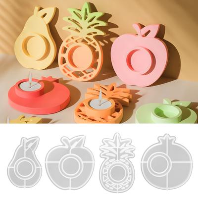 Flexible Silicone Candlestick Mold for Home Decoration and Crafts Fruit Shaped Tealight Holder Desk Ornament Mould