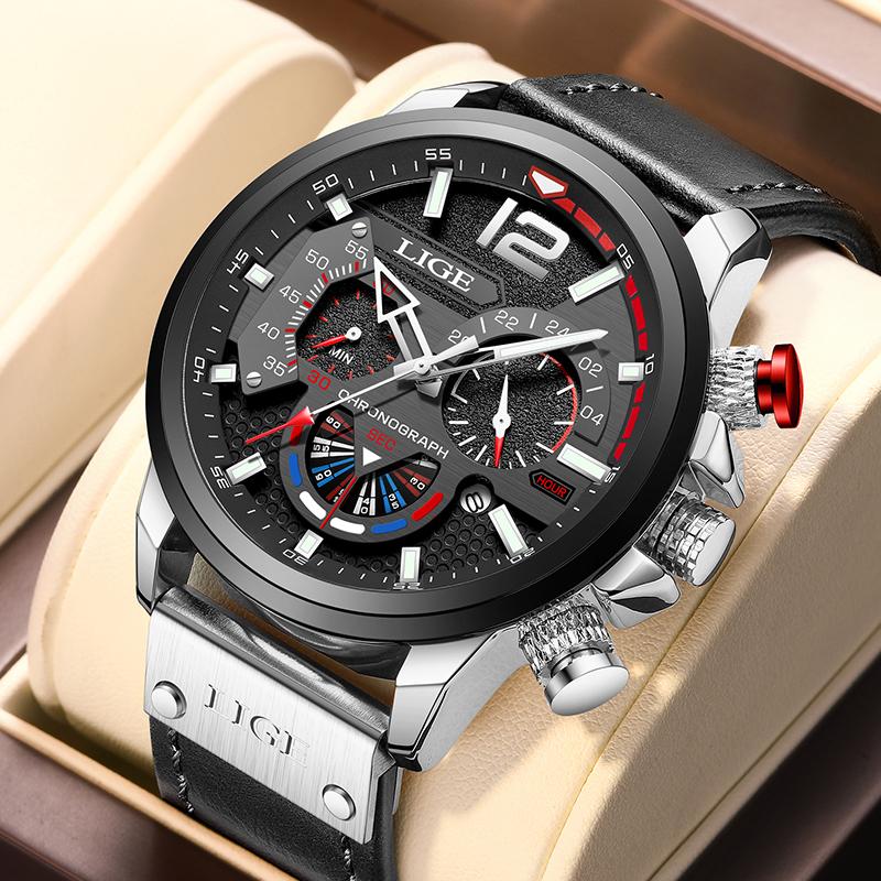 Outdoor Sport Watches for Men Fashion Business Leather Quartz Man Wristwatch Top Brand Luxury Waterproof Luminous Watch Men