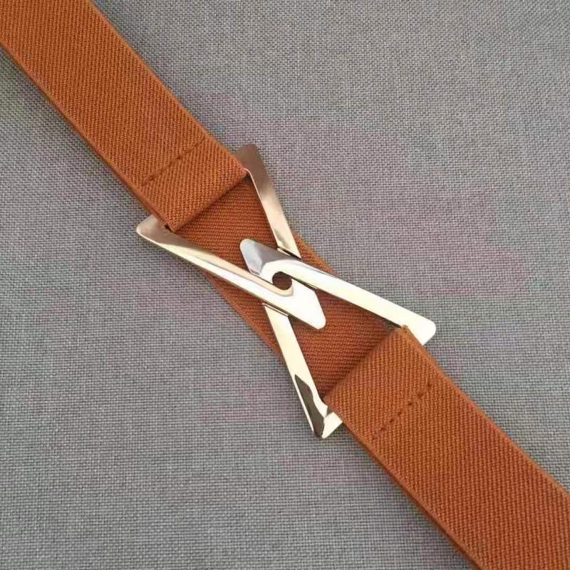 

Chic And Comfortable Pu Elastic Waist Belt With Floral Hook Closure For Styling Easy Triangle Brown