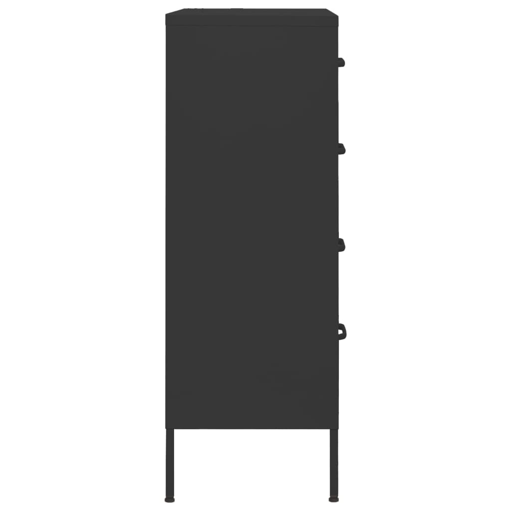 Black Chest of Drawers 80 x 35 x 101.5 cm Steel
