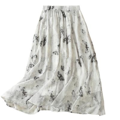Real Shot Summer New New Chinese Skirt Women's Ink Printing Lined A-word Skirt Women's Clothing