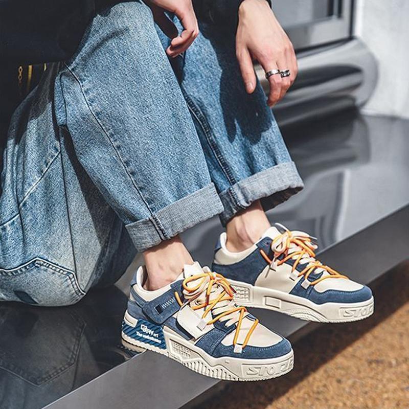 Men's Thick Soled Casual Trendy Shoes Four Season Outdoor Soft Sole Comfort Walking Shoes Student Board Shoes Fashion Male Shoes