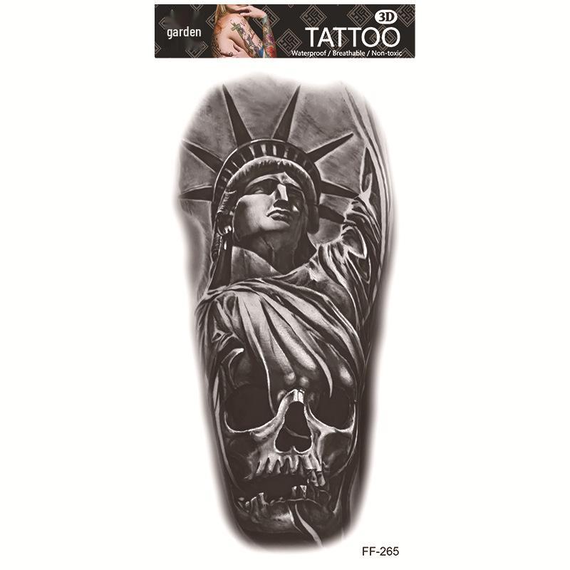 Adesivi per tatuaggi impermeabili Yuanhua - Totem con testa di lupo e disegni di testo arabo