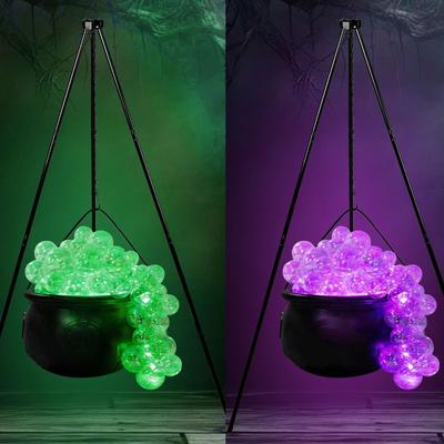 Witch Cauldron Black Candy Bucket With Handle And Lights,Large Witch Cauldron On Tripod Halloween Candy Holder Pot Candy Bucket Plastic