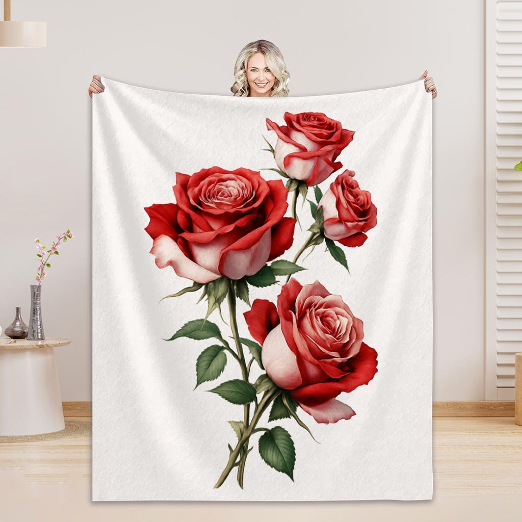 Floral Flannel Blanket 3D Printed Blanket For Office Home Camping Nap Leisure Blankets 2026 Valentine's Day Gifts For Home Decor