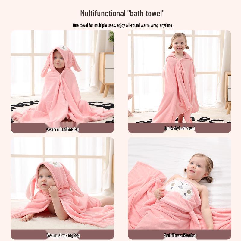 Water-Absorbent Cartoon Hooded Bath Towel Cape for Newborns & Toddlers