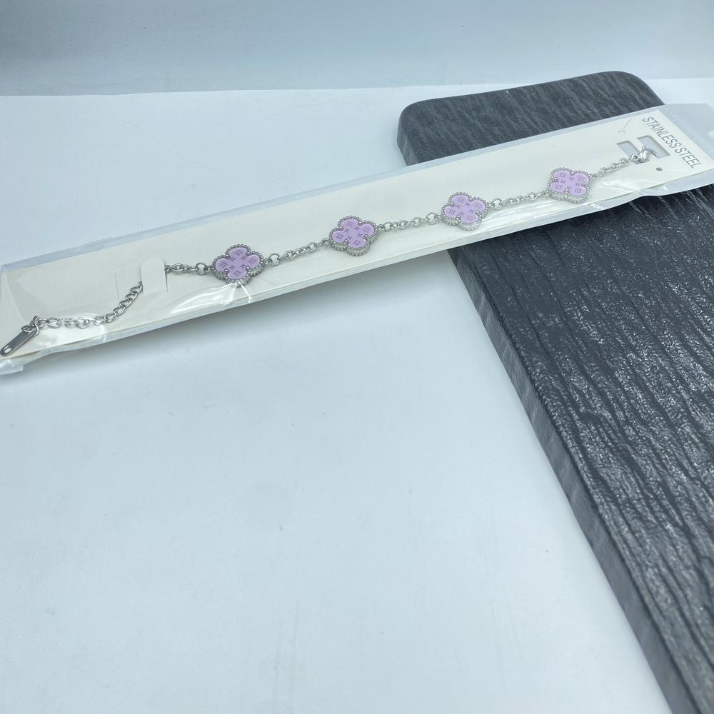 15MM Four Leaf Flower Classic Bracelet Titanium Steel Non-Fading Ladies Four Leaf Clover Bracelet