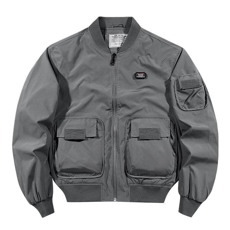 Outdoor Arbeitsjacke Herren Herbst und Winter Übergröße Mehrfach-Taschen Baseballuniform Pilot Lässig Herrenjacke Oberteil