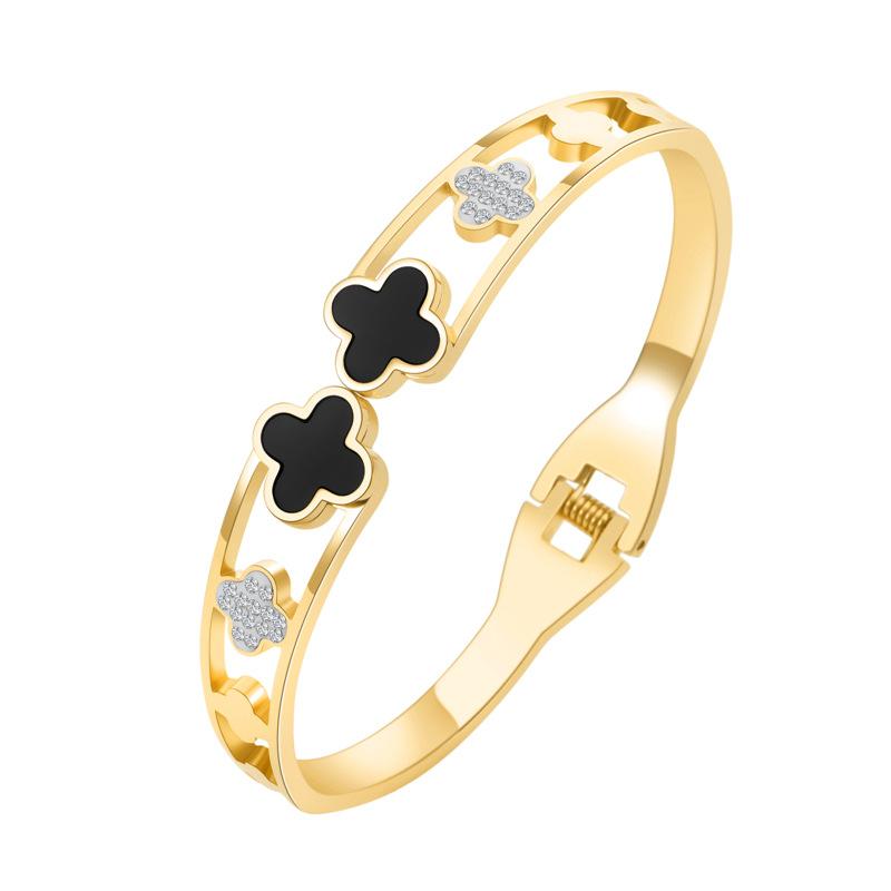 

Модный универсальный браслет-калейдоскоп Клевер из розового золота золотой