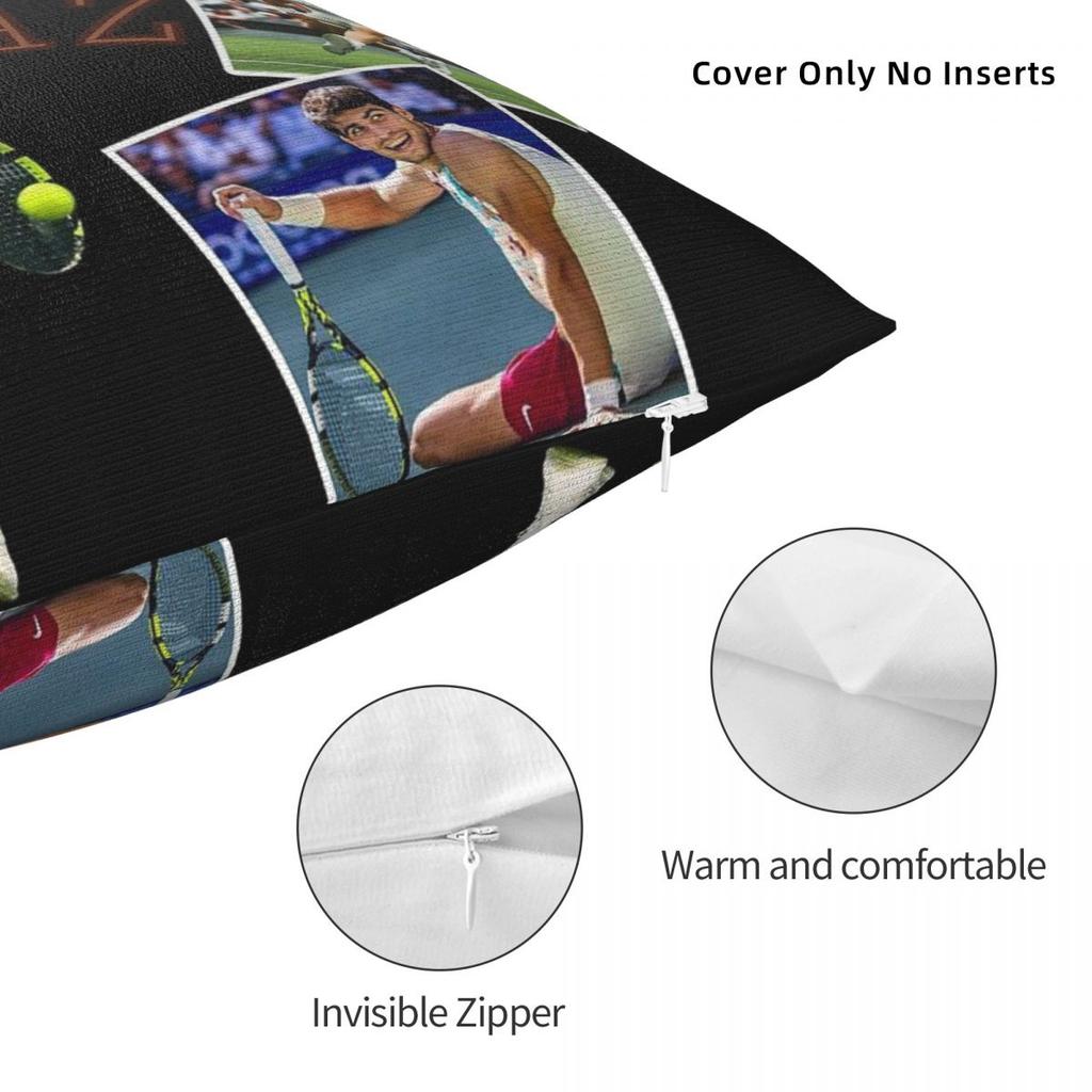 Carlos Alcaraz Tennis Square Pillowcase Polyester Linen Velvet Printed Zip Decorative Pillow Case Sofa Cushion Cover