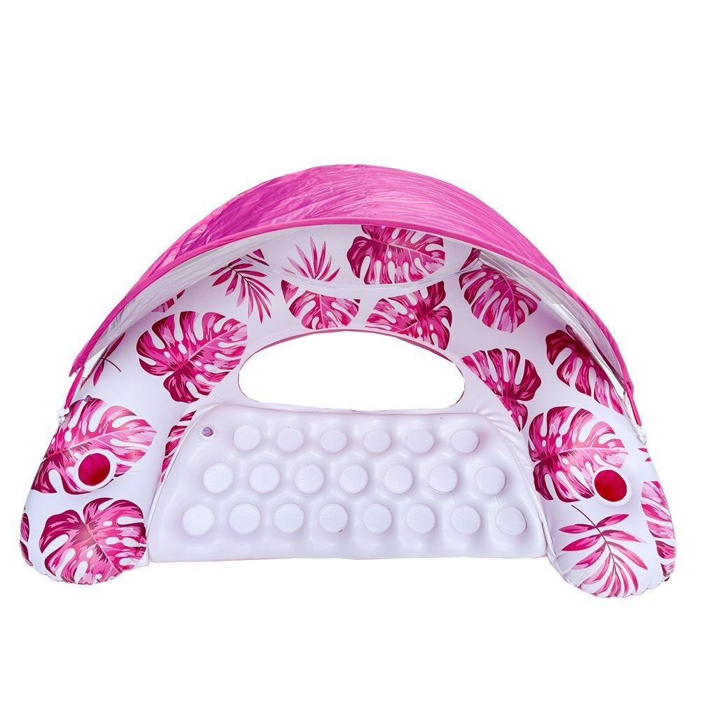 Ins Style Sequin Flower Inflatable Pool Float: U-Shaped Lounge Chair with Net